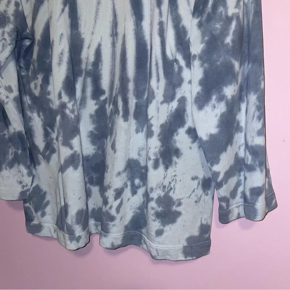 Pure Jill by J Jill S Blue Boho Tie-Dye Long Sleeve Tee Cotton Knit